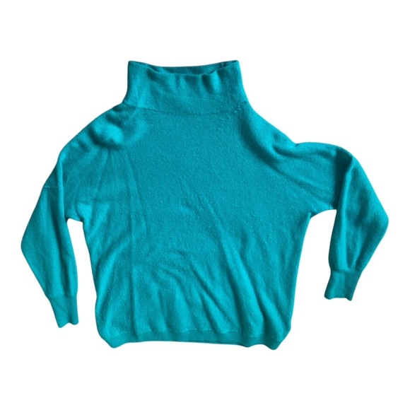 Free People Ottoman 100% Cashmere Sweater Oversized Sz XS Jeweled Turquoise - Picture 4 of 6